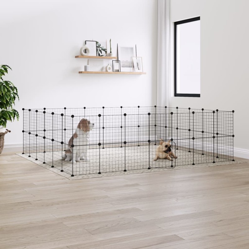 vidaXL Jaula para mascotas de 52 paneles puerta acero negro 35x35 cm vidaXL Jaula para mascotas de 52 paneles puerta acero negro 35x35 cm