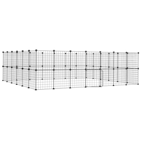 vidaXL Jaula para mascotas de 52 paneles puerta acero negro 35x35 cm