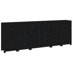 vidaXL Aparador de madera maciza de pino negro 230 x 35 x 80 cm