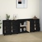 vidaXL Aparador de madera maciza de pino negro 230 x 35 x 80 cm vidaXL Aparador de madera maciza de pino negro 230 x 35 x 80 cm