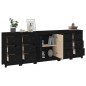 vidaXL Aparador de madera maciza de pino negro 230 x 35 x 80 cm vidaXL Aparador de madera maciza de pino negro 230 x 35 x 80 cm