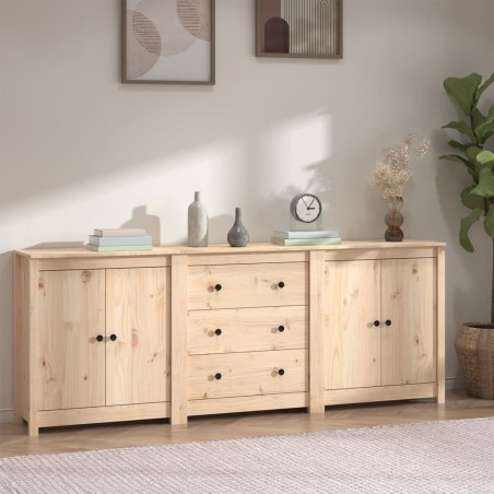 vidaXL Aparador de madera maciza de pino 210x35x80 cm