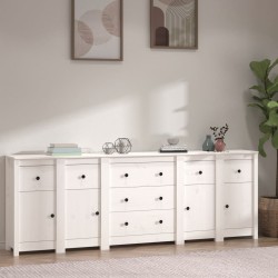 vidaXL Aparador de madera maciza de pino blanco 230 x 35 x 80 cm