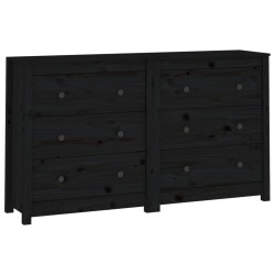 vidaXL Aparador de madera maciza de pino negro 140x35x80 cm