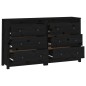 vidaXL Aparador de madera maciza de pino negro 140x35x80 cm vidaXL Aparador de madera maciza de pino negro 140x35x80 cm