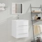 vidaXL Mueble de baño con lavabo madera contrachapada blanco brillante vidaXL Mueble de baño con lavabo madera contrachapada blanco brillante