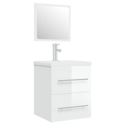 vidaXL Mueble de baño con lavabo madera contrachapada blanco brillante