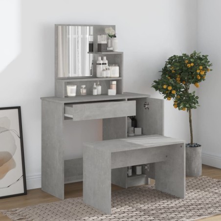 vidaXL Juego de tocador color gris hormigón 86,5x35x136 cm