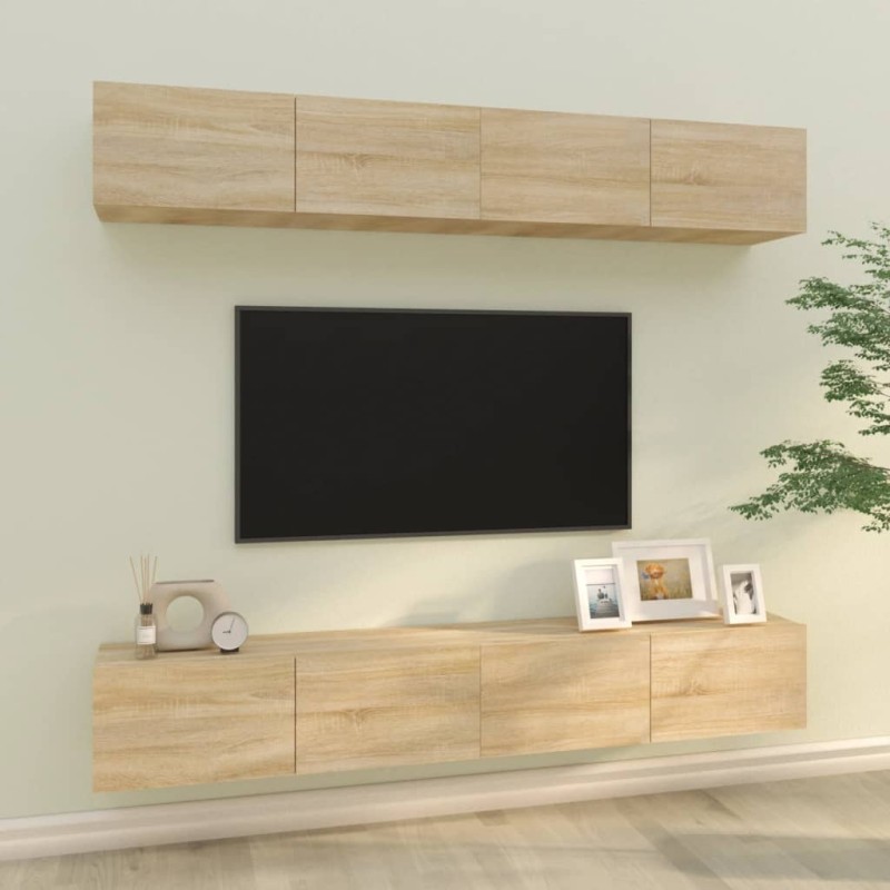 vidaXL Muebles de TV 4 piezas roble Sonoma 100x30x30 cm vidaXL Muebles de TV 4 piezas roble Sonoma 100x30x30 cm