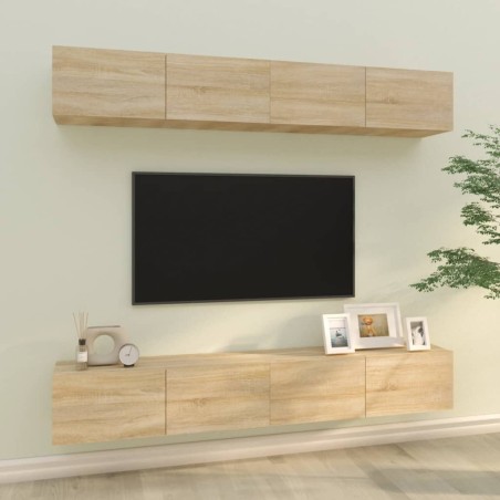 vidaXL Muebles de TV 4 piezas roble Sonoma 100x30x30 cm