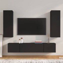 vidaXL Set de muebles para TV 4 piezas madera contrachapada negro