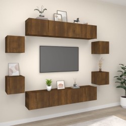 vidaXL Set de muebles para TV 8 pzas madera contrachapada roble marrón