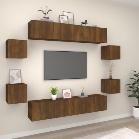 vidaXL Set de muebles para TV 8 pzas madera contrachapada roble marrón