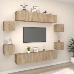 vidaXL Set de muebles para TV 8 pzas madera contrachapada roble Sonoma