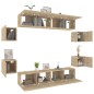 vidaXL Set de muebles para TV 8 pzas madera contrachapada roble Sonoma vidaXL Set de muebles para TV 8 pzas madera contrachapada roble Sonoma