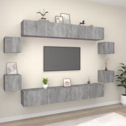 vidaXL Set de muebles para TV 8 pzas madera contrachapada gris Sonoma