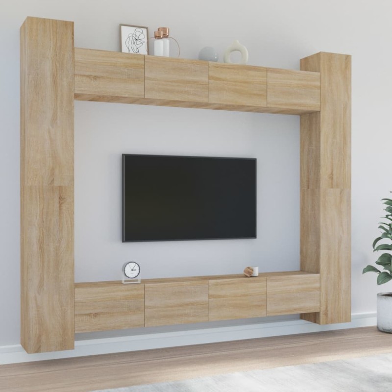 vidaXL Set de muebles para TV 8 pzas madera contrachapada roble Sonoma