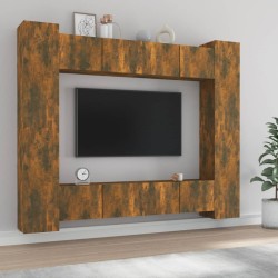 vidaXL Set de muebles de TV 8 pzas madera contrachapada roble ahumado