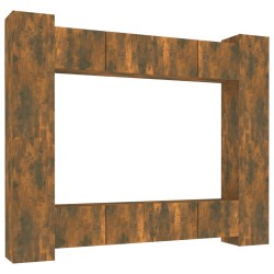 vidaXL Set de muebles de TV 8 pzas madera contrachapada roble ahumado
