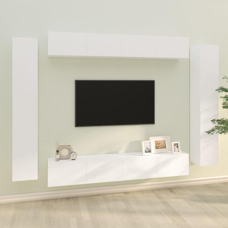 vidaXL Set de muebles para TV 8 piezas madera contrachapada blanco