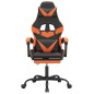 vidaXL Silla gaming giratoria reposapiés cuero sintético negro naranja vidaXL Silla gaming giratoria reposapiés cuero sintético negro naranja