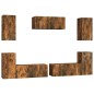 vidaXL Set de muebles de TV 7 pzas madera contrachapada roble ahumado