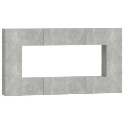 vidaXL Set de muebles de TV 8 pzas madera contrachapada gris hormigón