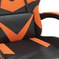 vidaXL Silla gaming giratoria reposapiés cuero sintético negro naranja vidaXL Silla gaming giratoria reposapiés cuero sintético negro naranja