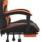 vidaXL Silla gaming giratoria reposapiés cuero sintético negro naranja vidaXL Silla gaming giratoria reposapiés cuero sintético negro naranja