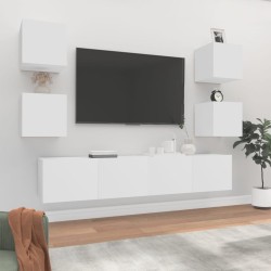 vidaXL Set de muebles para TV 6 piezas madera contrachapada blanco