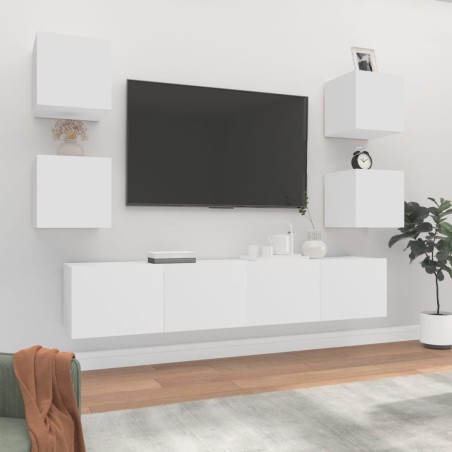 vidaXL Set de muebles para TV 6 piezas madera contrachapada blanco