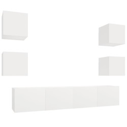 vidaXL Set de muebles para TV 6 piezas madera contrachapada blanco