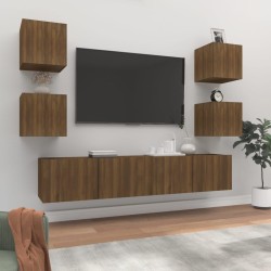 vidaXL Set de muebles para TV 6 pzas madera contrachapada roble marrón