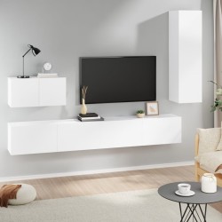 vidaXL Set de muebles para TV 4 piezas madera contrachapada blanco