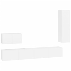 vidaXL Set de muebles para TV 4 piezas madera contrachapada blanco