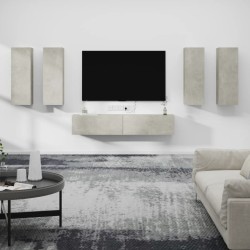 vidaXL Set de muebles de TV 6 pzas madera contrachapada gris hormigón