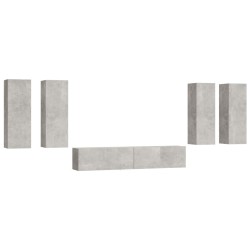 vidaXL Set de muebles de TV 6 pzas madera contrachapada gris hormigón