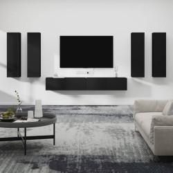 vidaXL Set de muebles para TV 6 piezas madera contrachapada negro