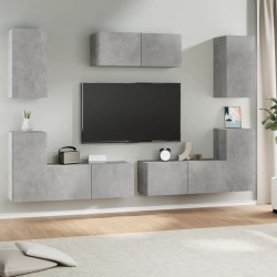 vidaXL Set de muebles de TV 7 pzas madera contrachapada gris hormigón