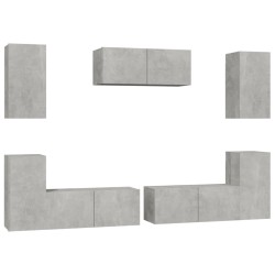 vidaXL Set de muebles de TV 7 pzas madera contrachapada gris hormigón