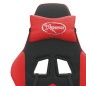 vidaXL Silla gaming giratoria y reposapiés cuero sintético negro rojo