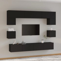 vidaXL Set de muebles para TV 8 piezas madera contrachapada negro