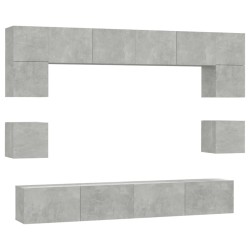 vidaXL Set de muebles de TV 8 pzas madera contrachapada gris hormigón