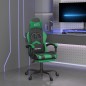 vidaXL Silla gaming giratoria y reposapiés cuero sintético negro verde vidaXL Silla gaming giratoria y reposapiés cuero sintético negro verde