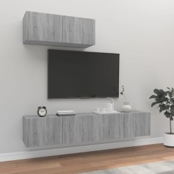 vidaXL Set de muebles para TV 3 pzas madera contrachapada gris Sonoma