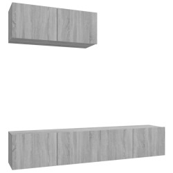 vidaXL Set de muebles para TV 3 pzas madera contrachapada gris Sonoma