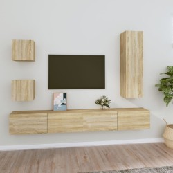vidaXL Set de muebles para TV 5 pzas madera contrachapada roble Sonoma