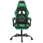vidaXL Silla gaming giratoria y reposapiés cuero sintético negro verde vidaXL Silla gaming giratoria y reposapiés cuero sintético negro verde