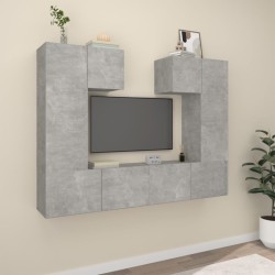 vidaXL Set de muebles de TV 6 pzas madera contrachapada gris hormigón