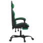 vidaXL Silla gaming giratoria y reposapiés cuero sintético negro verde vidaXL Silla gaming giratoria y reposapiés cuero sintético negro verde